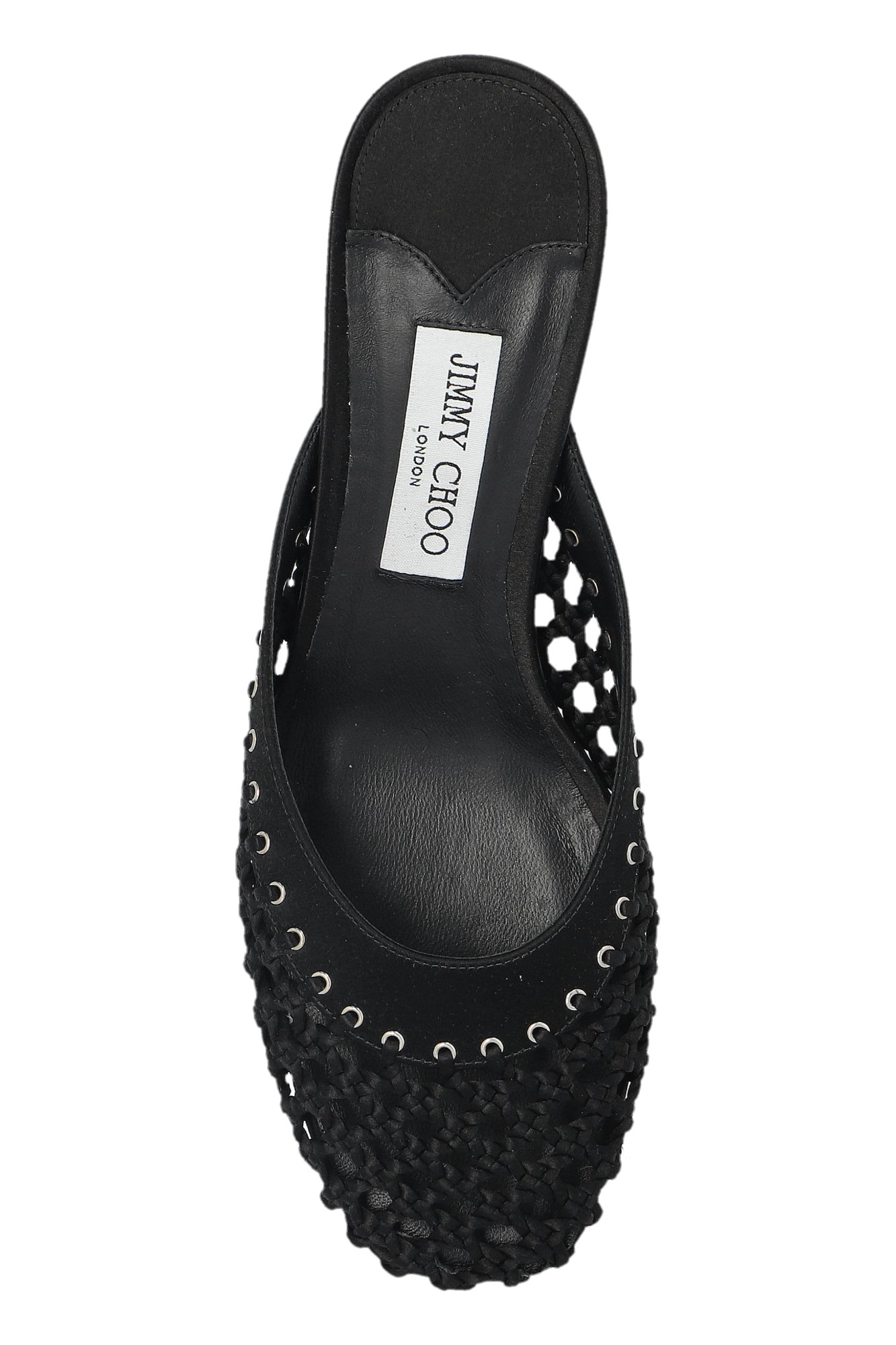 JIMMY CHOO Pixie Mule Woven 50 ウーブン サテン ミュール Pixie Mule Woven 50 |Black Woven Satin Mule | JIMMY CHOO